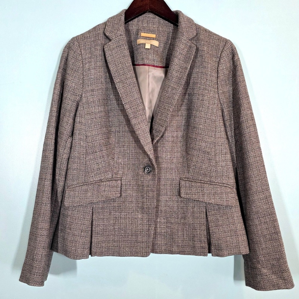 Talbots Women Gray Tweed Blazer Size 6 Italian Woven Wool Classic Tailored Style
